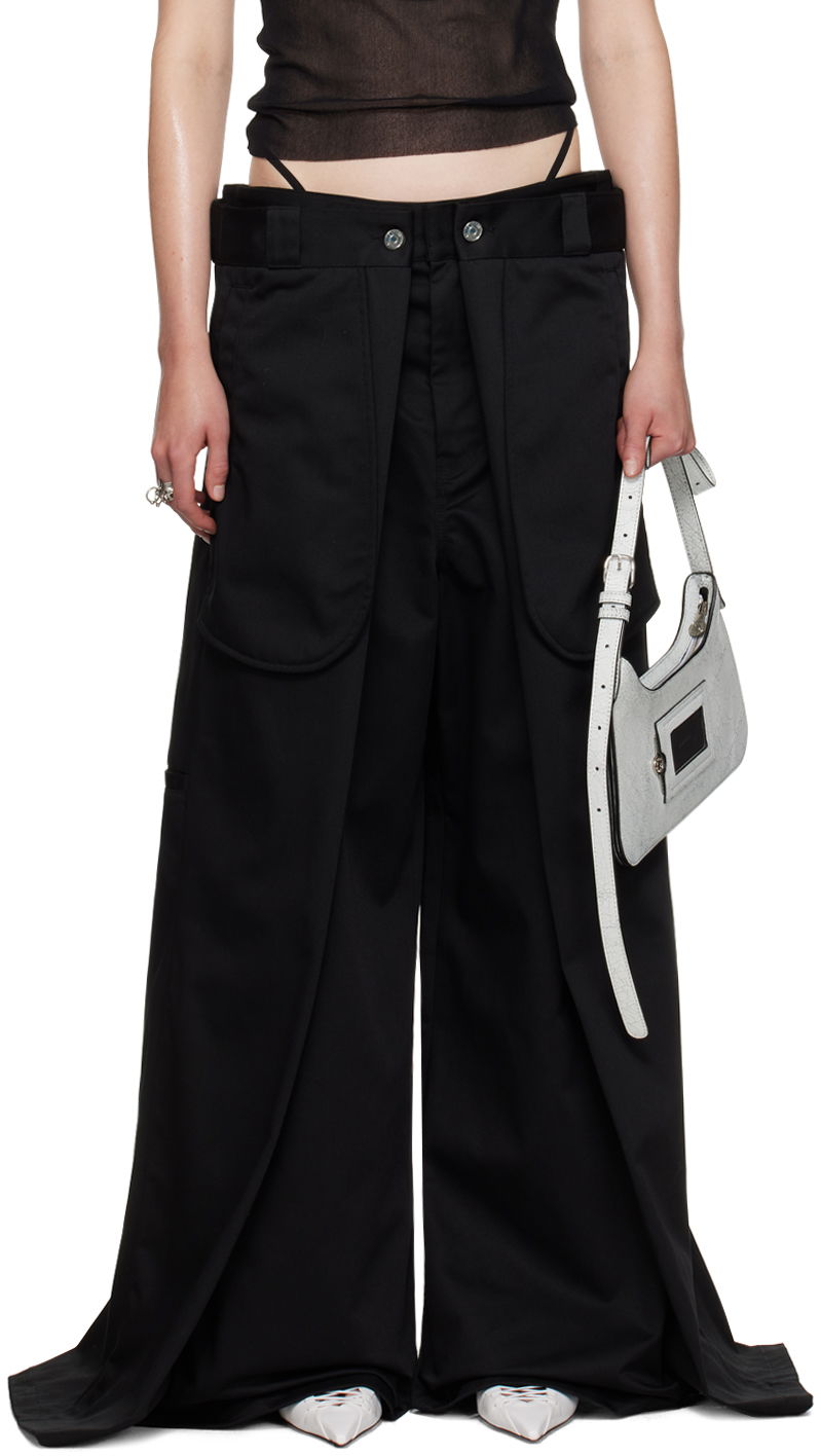Byxor Jean Paul Gaultier Oliver Edition 'The Wrap' Wide Leg Trousers Svart | 24/27-F-PA113P-C048-00