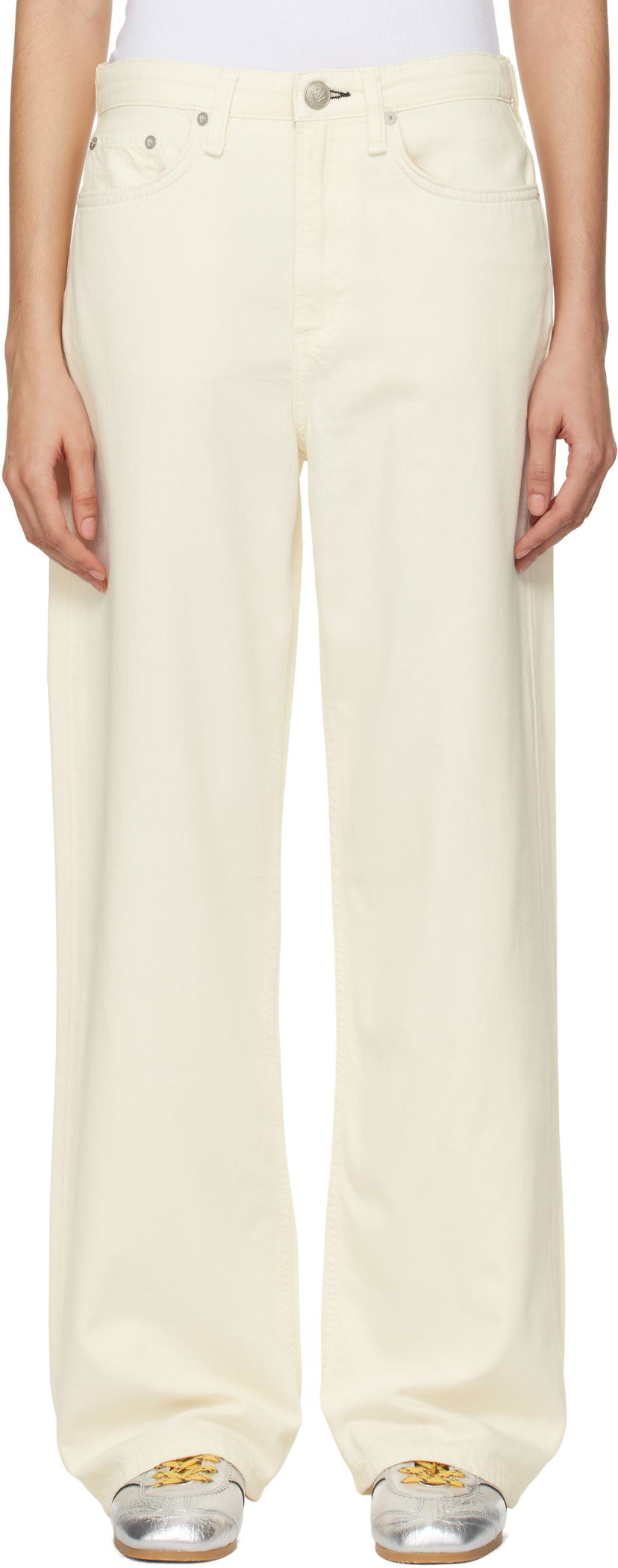 Jeans rag & bone Rag & Bone 'The Logan' Mid-Rise Wide Leg Jeans Vit | WDD22H2786STEC