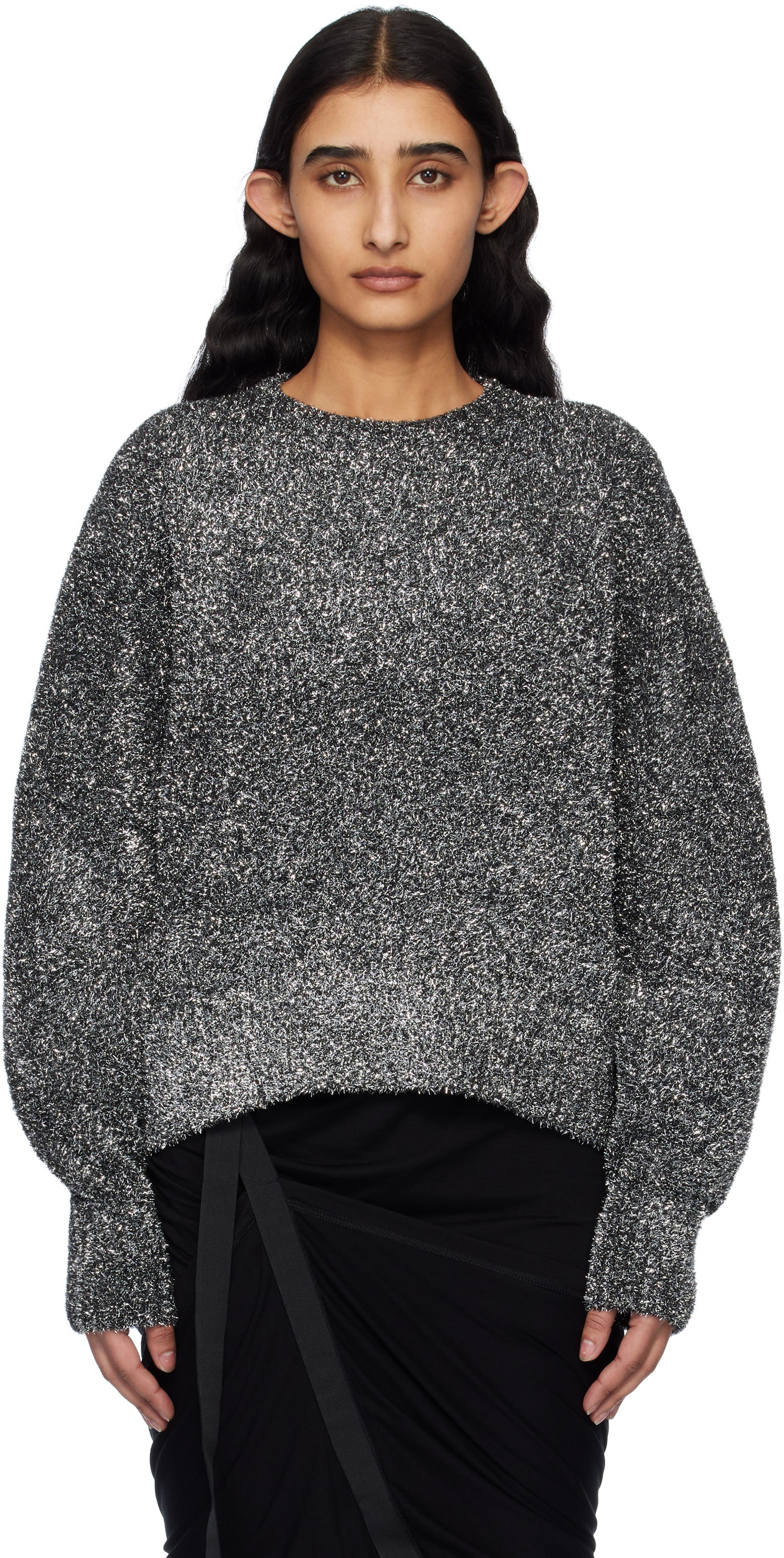 Sweater Helmut Lang Helmut Lang Apex Lurex Crew Sweater Metallisk | O10HW706, 0
