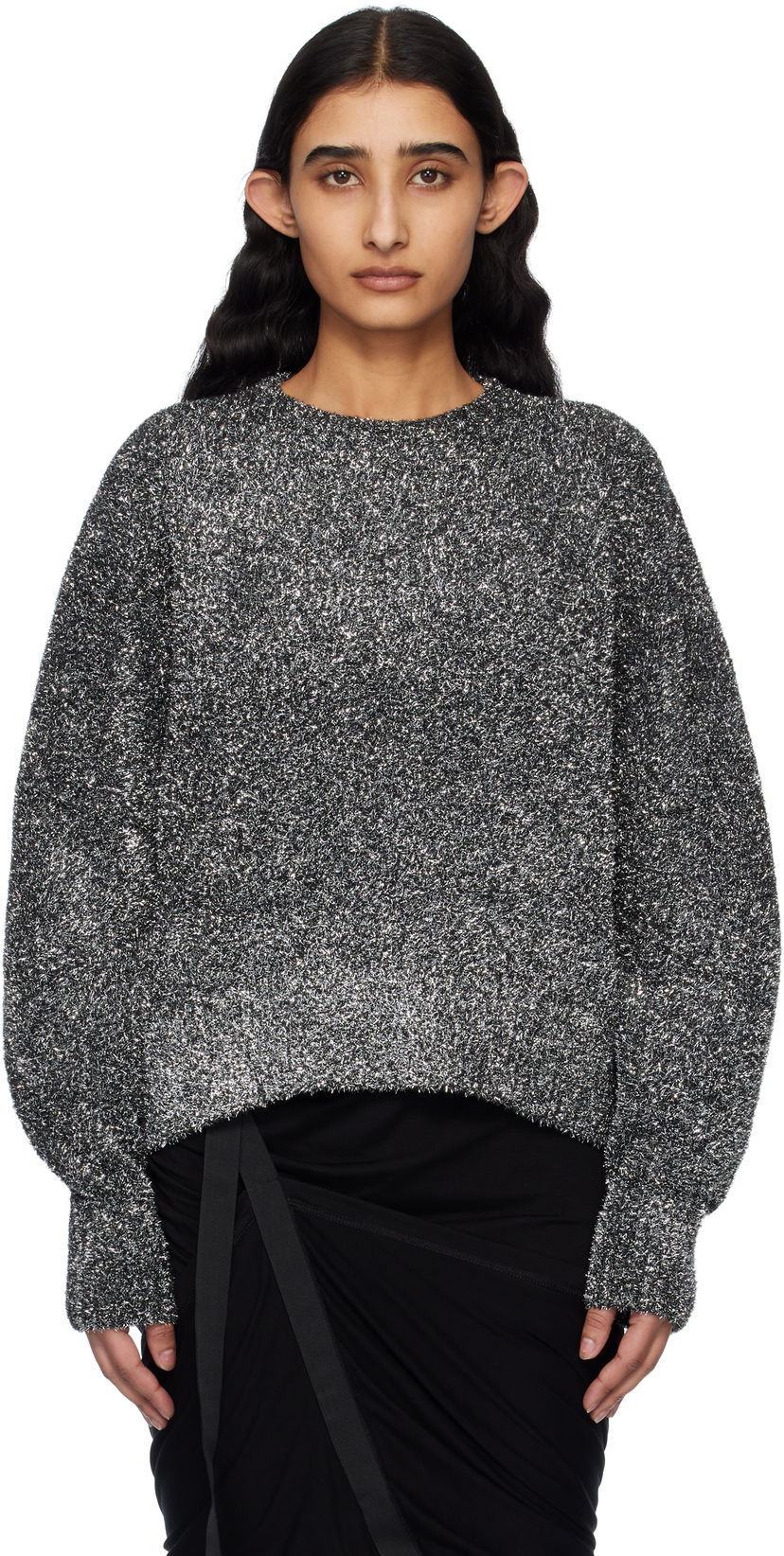Sweater Helmut Lang Helmut Lang Apex Lurex Crew Sweater Metallisk | O10HW706
