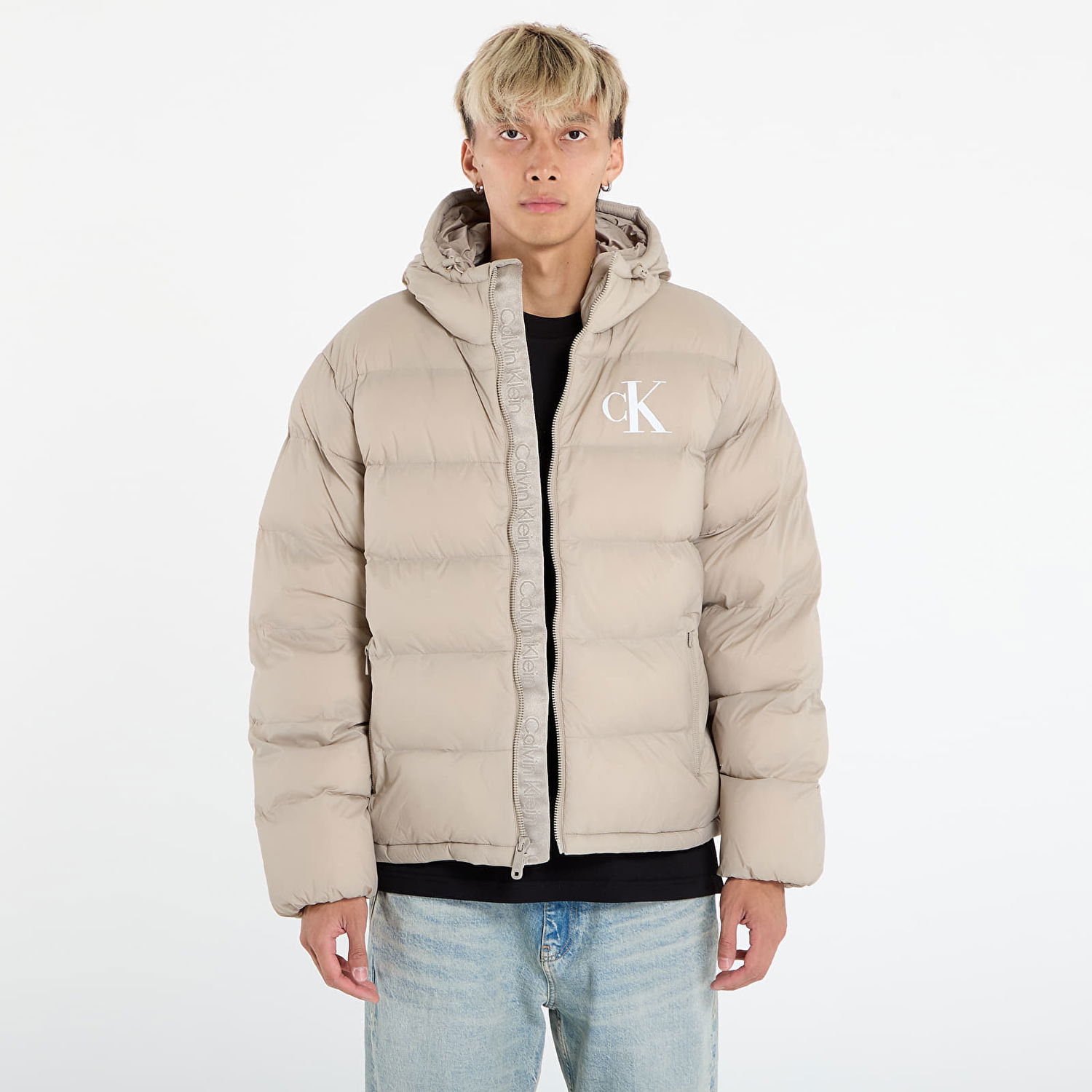 Pufferjacka CALVIN KLEIN Calvin Klein Jeans Ls Nylon Monogram Puffer Jacket Beige | LV04RD528G RAK, 0