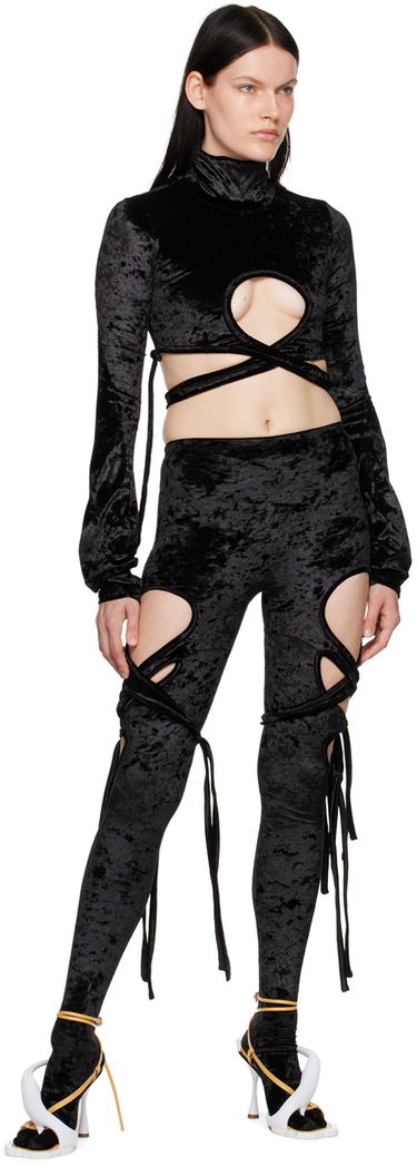 Crop top Ottolinger Ottolinger Velvet Wrap Turtleneck Top Svart | 401701, 3