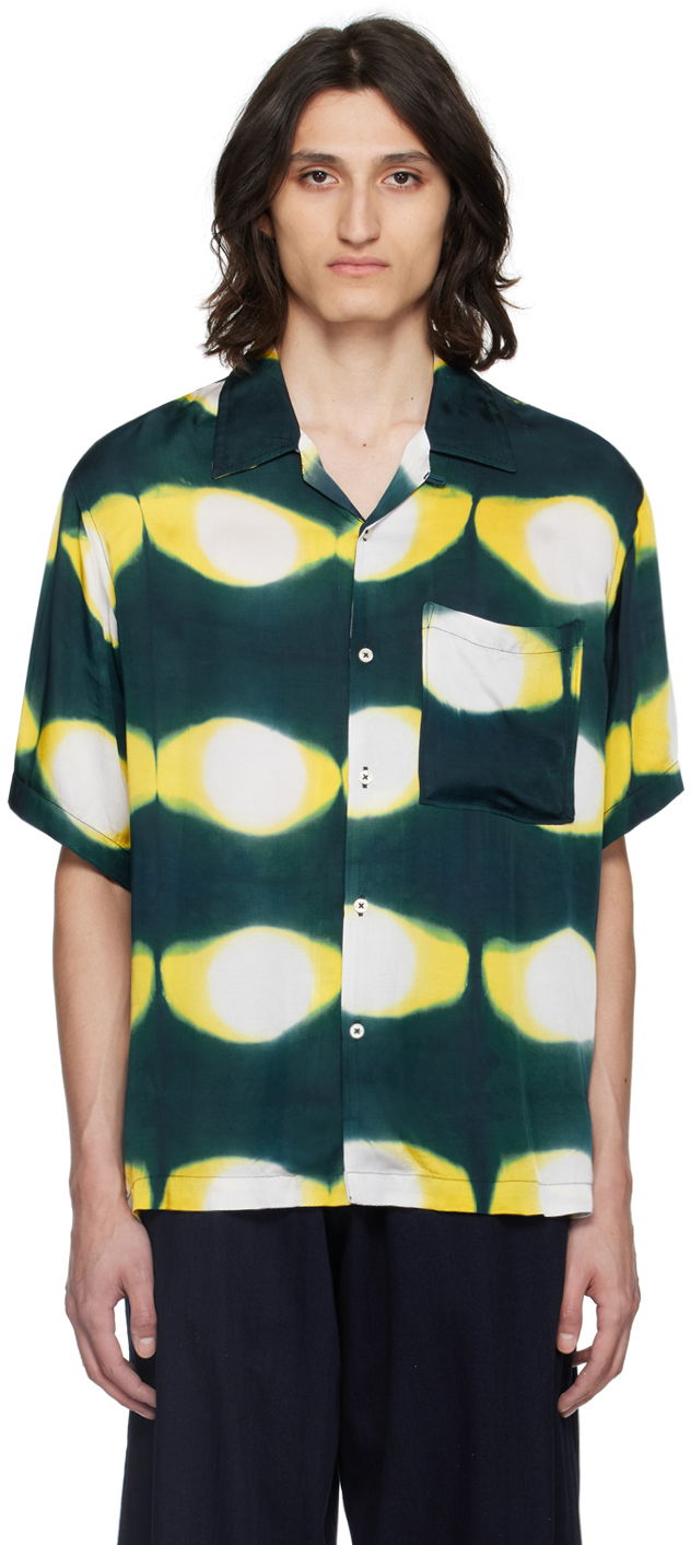 Skjorta Universal Works Universal Works Hand-Dyed Resort Shirt Grön | 30187
