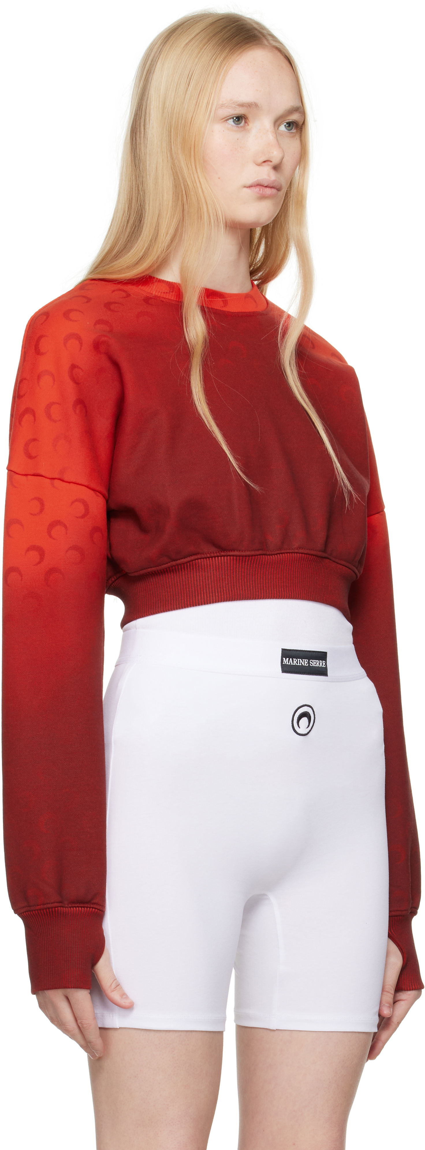 Sweater Marine Serre Marine Serre Moon Faded Fleece Cropped Sweatshirt Röd | WST012A CJER0073, 1