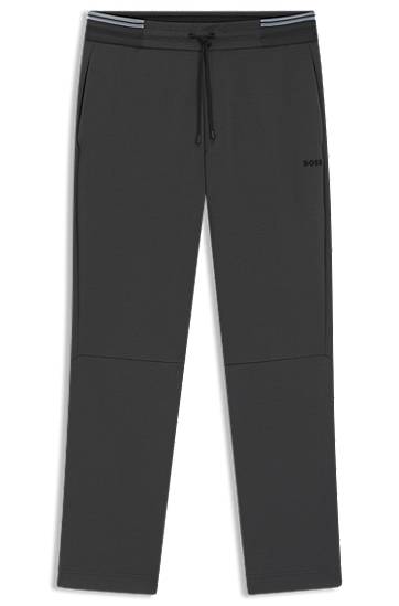 Träningsbyxor BOSS BOSS Cotton-Blend Tracksuit Bottoms with Striped Waistband Svart | 50545246