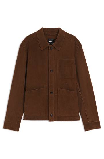 Jacka BOSS Regular-Fit Suede Jacket Brun | 50543204