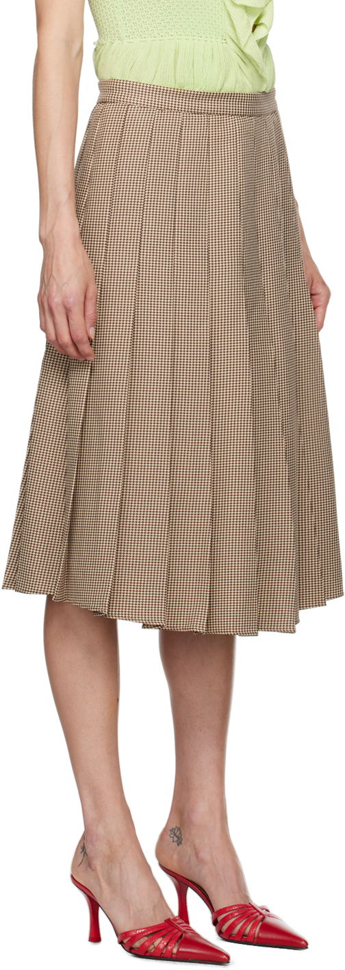 Kjol GUIZIO Guizio Gibson Houndstooth Pleated Midi Skirt Brun | P24305W087, 1