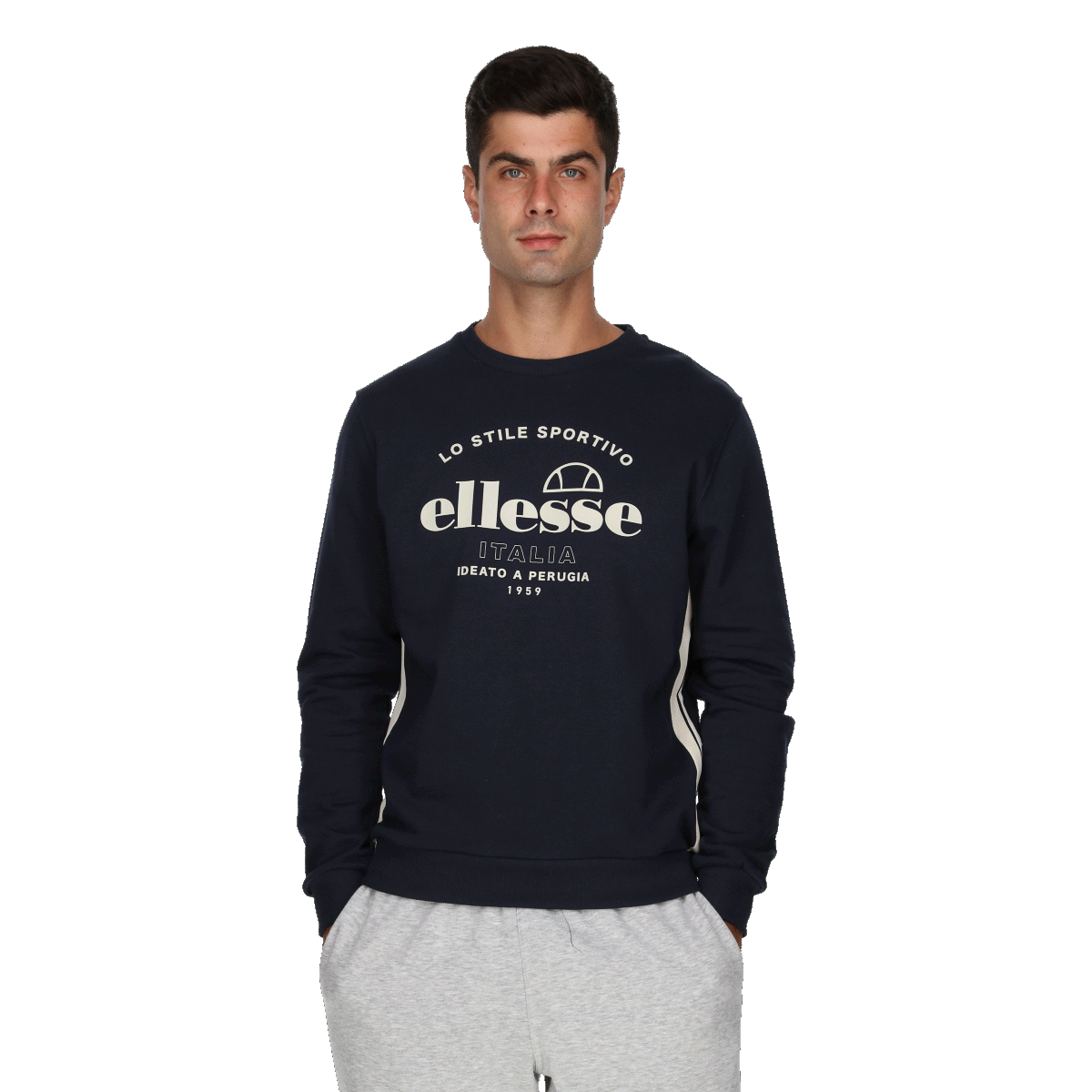 Sweatshirt Ellesse Graphic Print Crewneck Sweatshirt with Side Stripes Mörkblå | ELA243M604-02, 0