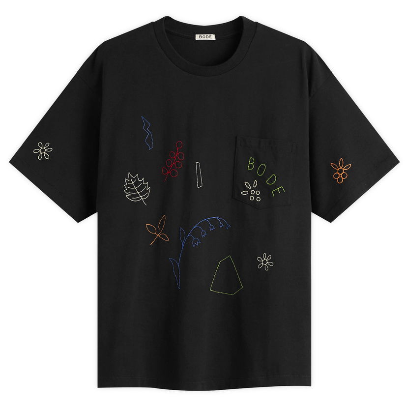 T-shirt Bode Embroidered Field Guide T-Shirt, Size Large Svart | MRF25CS019