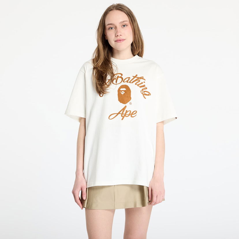 T-shirt BAPE A BATHING APE Chain Stitch College Relaxed Fit T-Shirt Vit | 001CSL301344MIVY