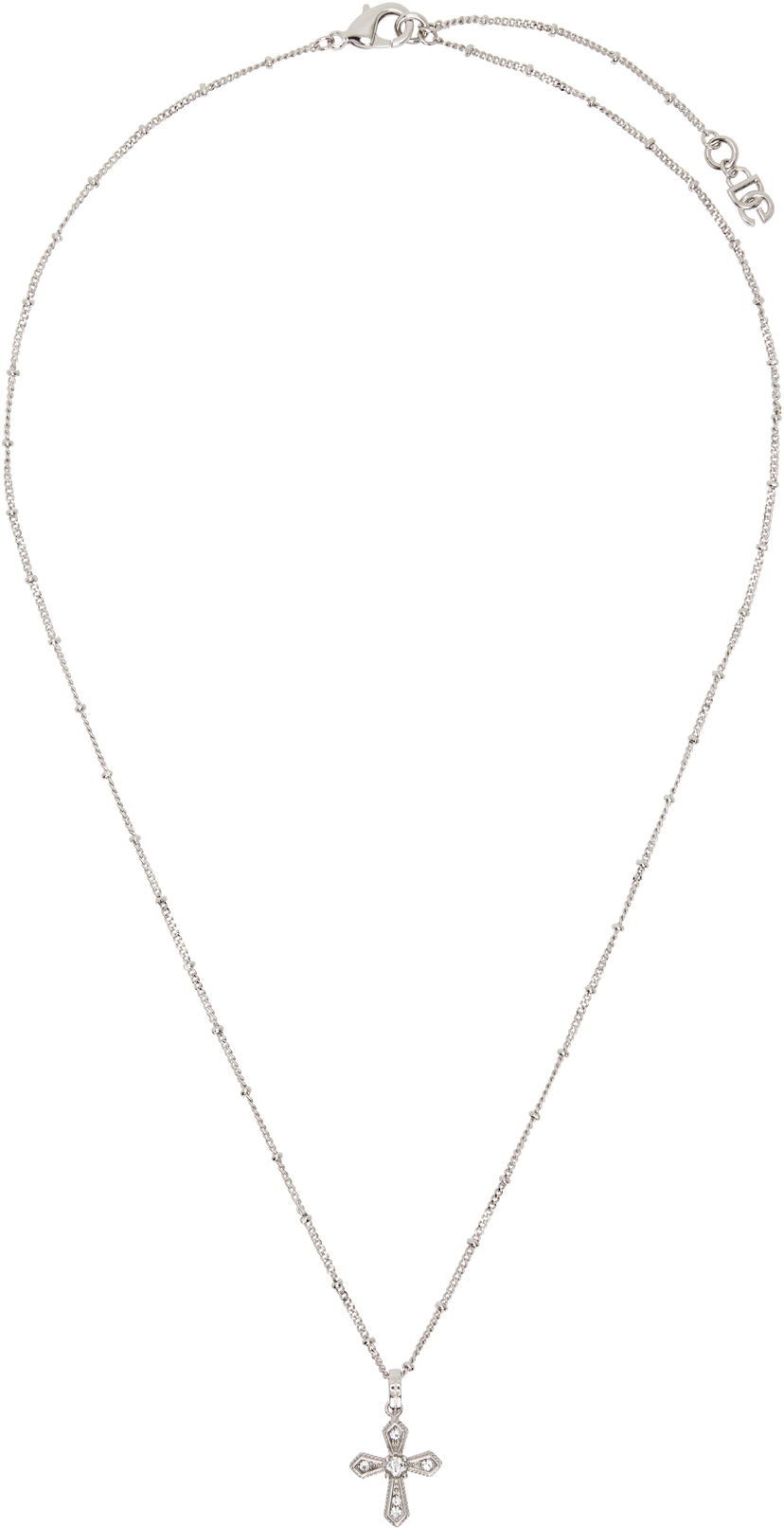 Halsband Dolce & Gabbana Dolce&Gabbana Beaded Chain Cross Pendant Necklace Metallisk | WNN7S2W1111
