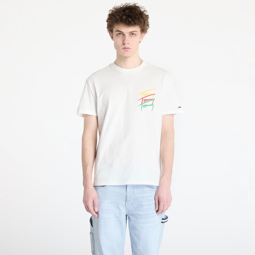T-shirt Tommy Hilfiger Tommy Jeans Regular Twisted Sign Tee Vit | DM0DM20771 YBL