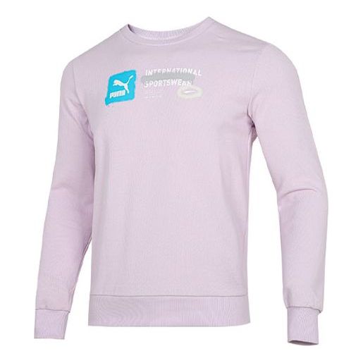 Sweater Puma Puma Logo Pattern Crewneck Sweatshirt Purpur | 536304-17