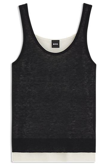 Linne BOSS BOSS Layered Knit Vest Top Svart | 50542868