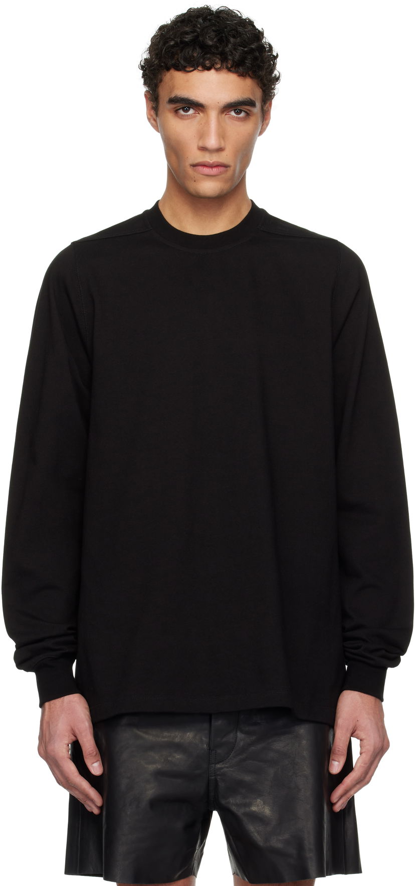 Sweater Rick Owens Rick Owens Hollywood Short Crewneck Long Sleeve Sweatshirt Svart | RU01E5277 BA