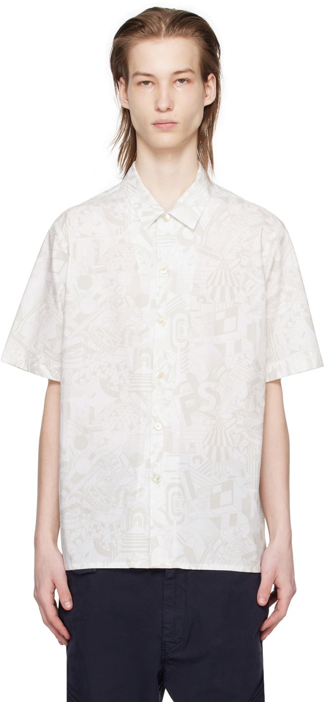 Skjorta Paul Smith PS Paul Smith Pattern Shirt Vit | M2R-695U-M21966-02, 0