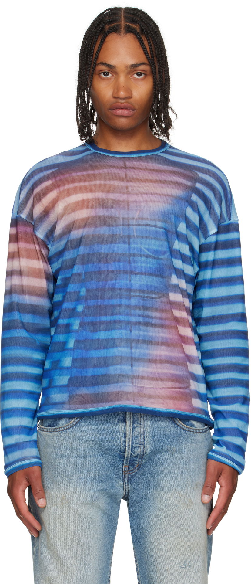 T-shirt Jean Paul Gaultier Jean Paul Gaultier 'The Oversized Air' Long Sleeve Top Blå | 25/03-W-TO317-M005P-565034