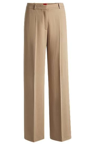 Byxor BOSS Wide Leg Trousers Beige | 50540807