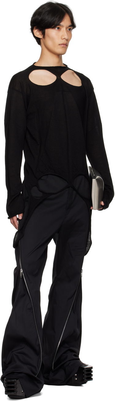 Sweater Rick Owens Rick Owens Concordians Slashed Pull Sweater Svart | RU02E1671 ML, 3