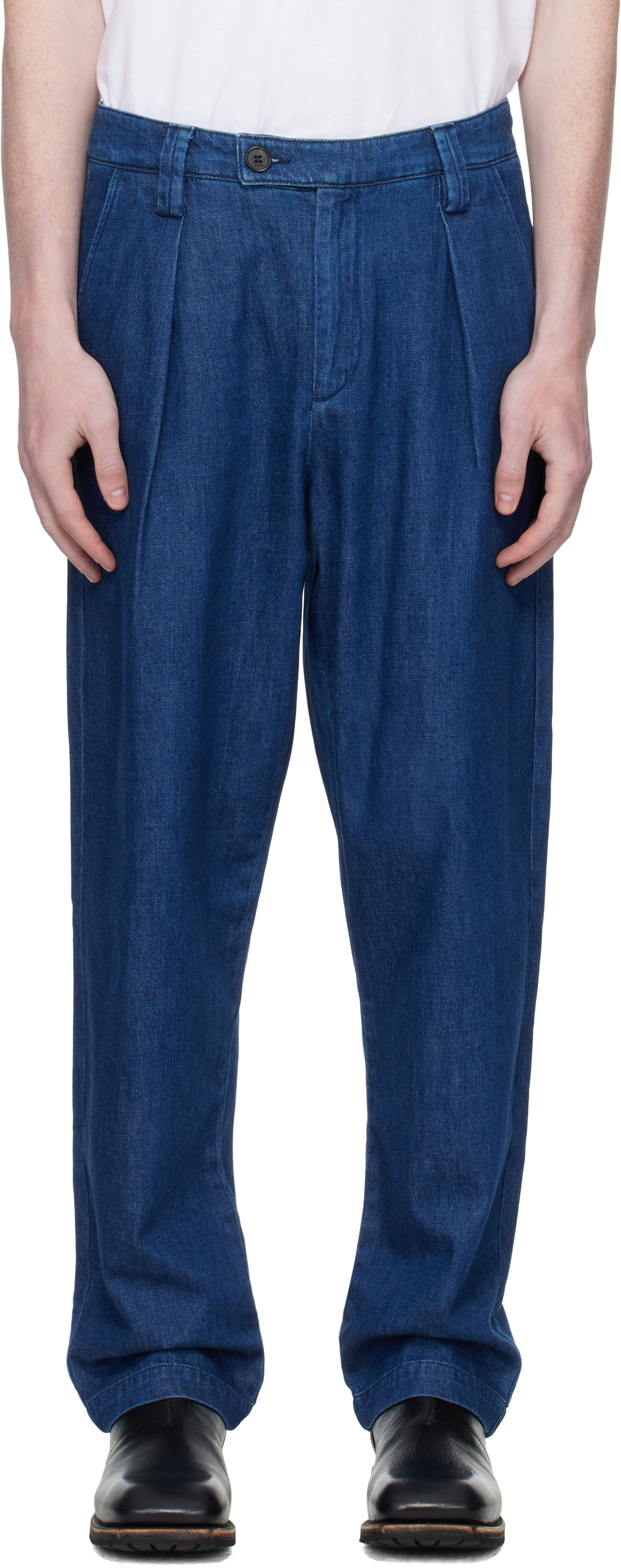 Jeans A.P.C. A.P.C. Renato Pleated Denim Trousers Blå | COHAL-H08428, 0