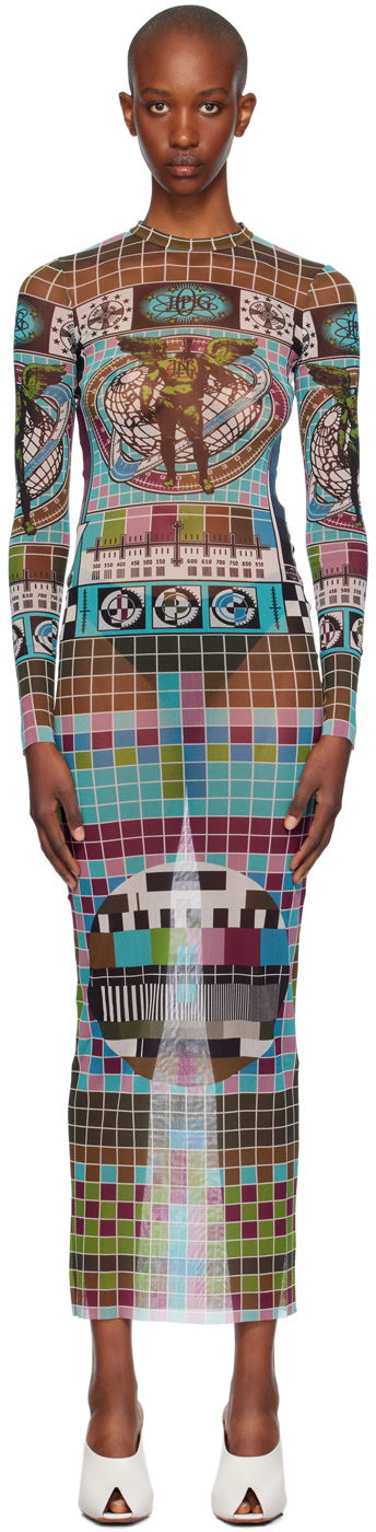 Klä Jean Paul Gaultier Jean Paul Gaultier Printed Mesh Maxi Dress Flerfärgad | 24/31-F-RO264-T569-5090