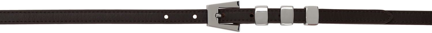 Bälten BY FAR Nappa Leather Belt With Triangular Buckle Brun | MWTST003CL013BR023PL, 0