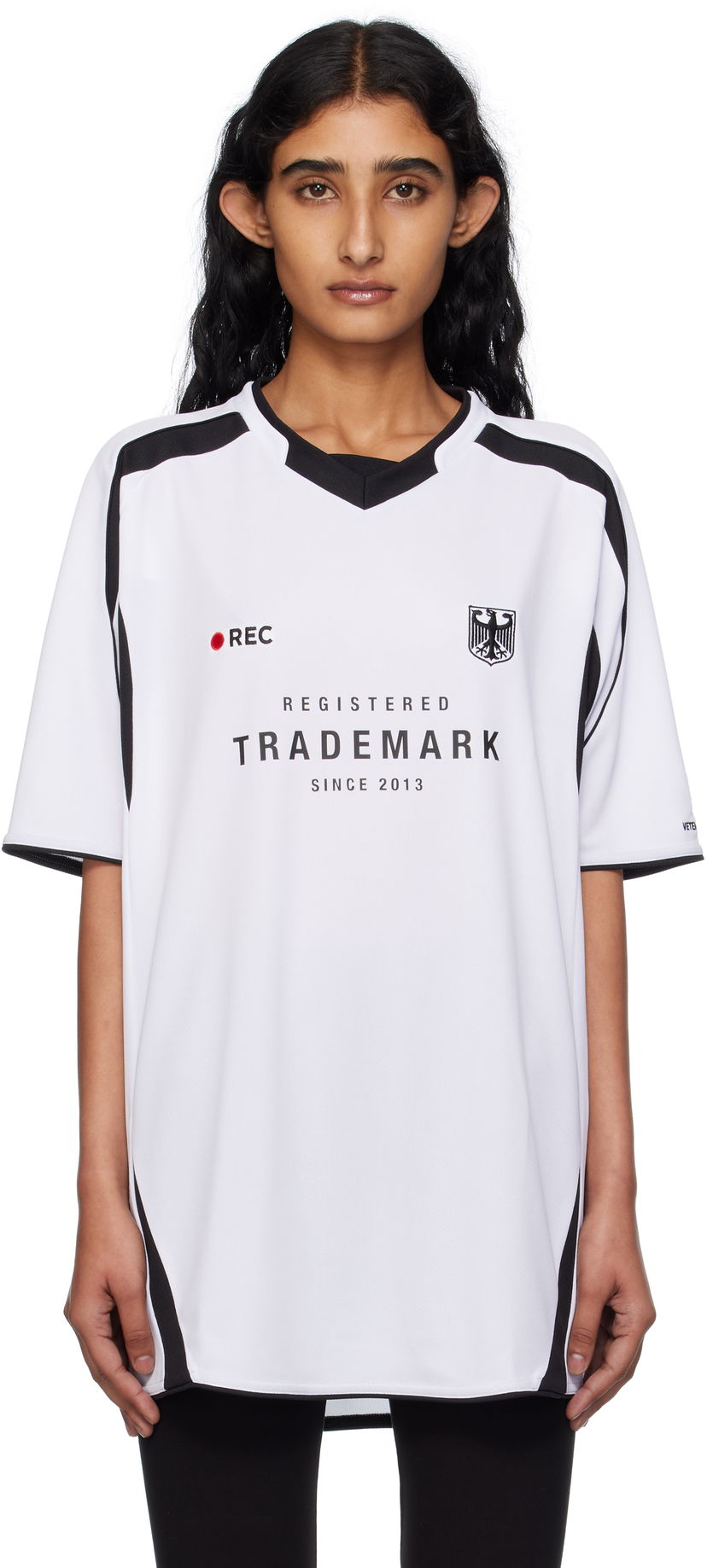 Jersey VETEMENTS Vetements 'Trademark' Football T-Shirt Vit | UH76TR500W