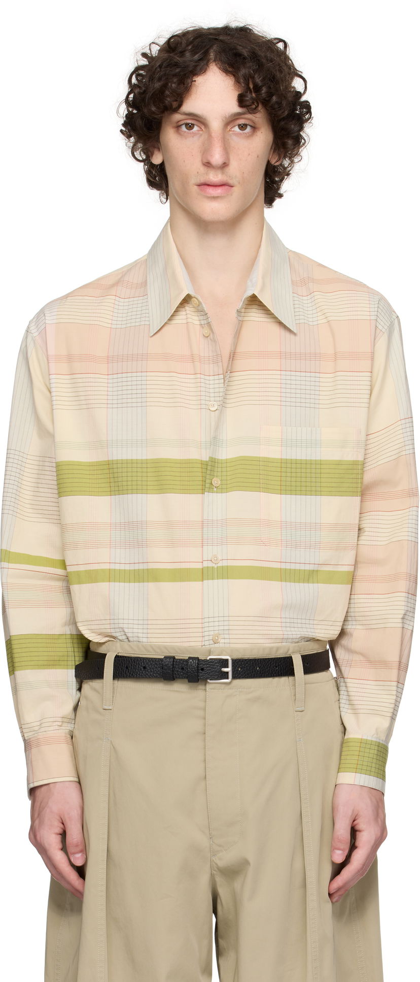Skjorta LEMAIRE Lemaire Relaxed Plaid Shirt Beige | SH1176 LF1396