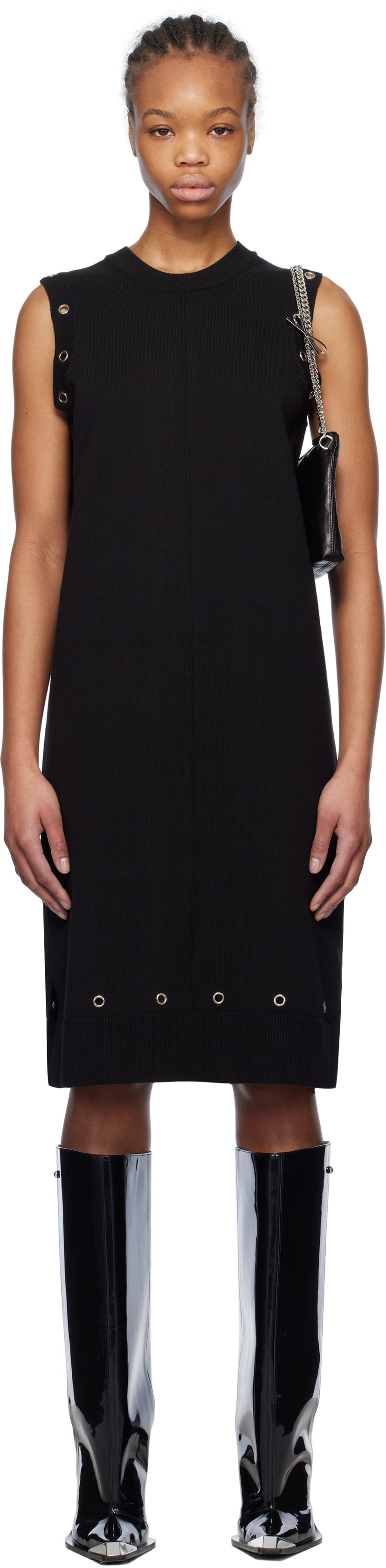 Klä We11done We11done Eyelet Knit Mini Dress Svart | WD-KD0-25-660-W-BK