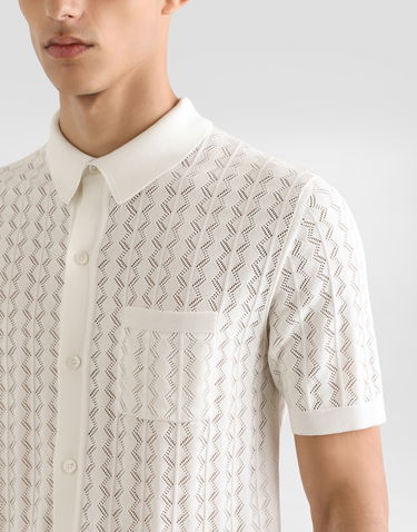 Polotröja Dolce & Gabbana Dolce & Gabbana Short-Sleeved Openwork Polo Shirt Vit | GXVA9TJBCFJW0001, 3