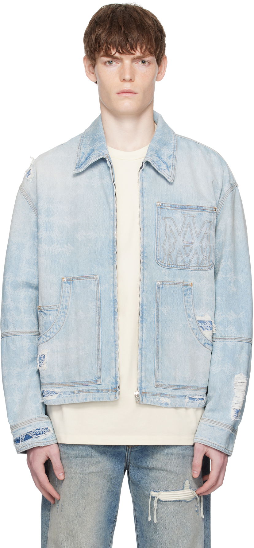 Jacka AMIRI AMIRI Repair Work Denim Jacket Blå | AMDNWJ1014
