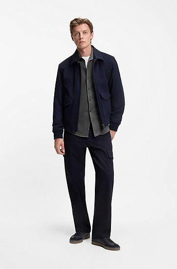 Skjorta BOSS BECKHAM x BOSS slim-fit shirt in cotton jersey Grå | 50554861, 1
