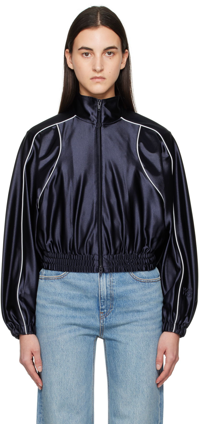 Bomberjacka Alexander Wang Alexanderwang.t Deconstructed Track Jacket Mörkblå | 4CC1252110