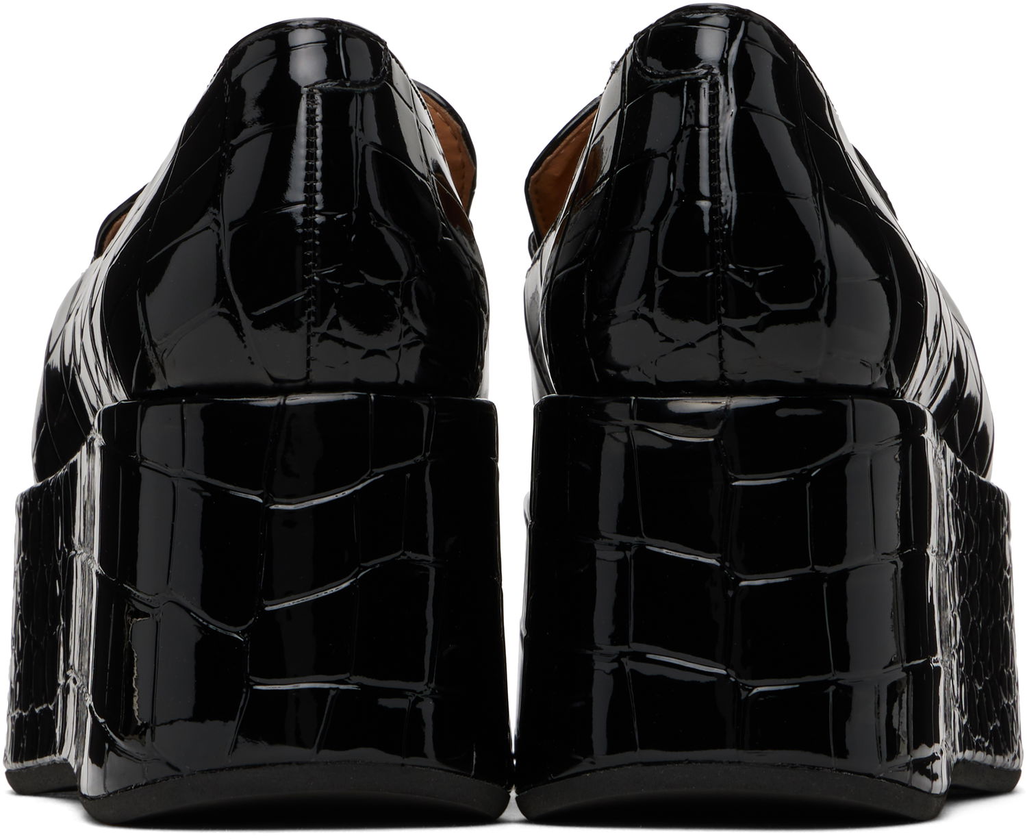 Skovård GANNI GANNI Croco Butterfly Chain Platform Loafers Svart | S2834, 1