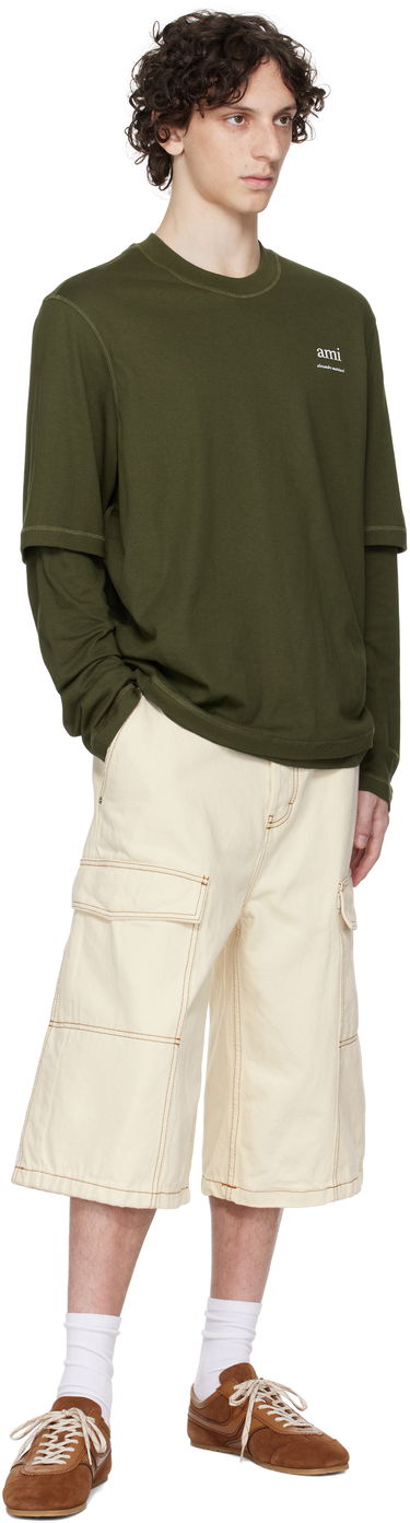 T-shirt AMI AMI Double Layered Long Sleeves T-Shirt Grön | HTS248.JE0119, 3