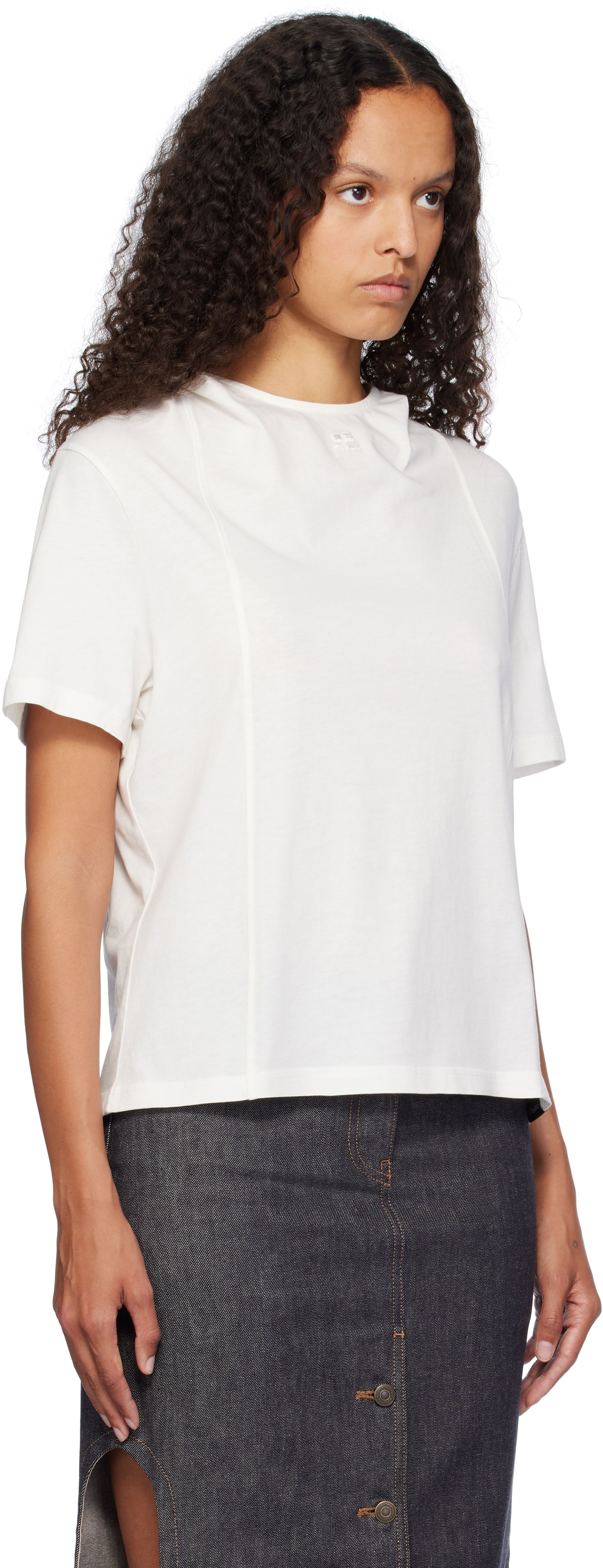 T-shirt Courrèges Short Sleeve Cropped T-Shirt Vit | 424JTS159JS0175, 1