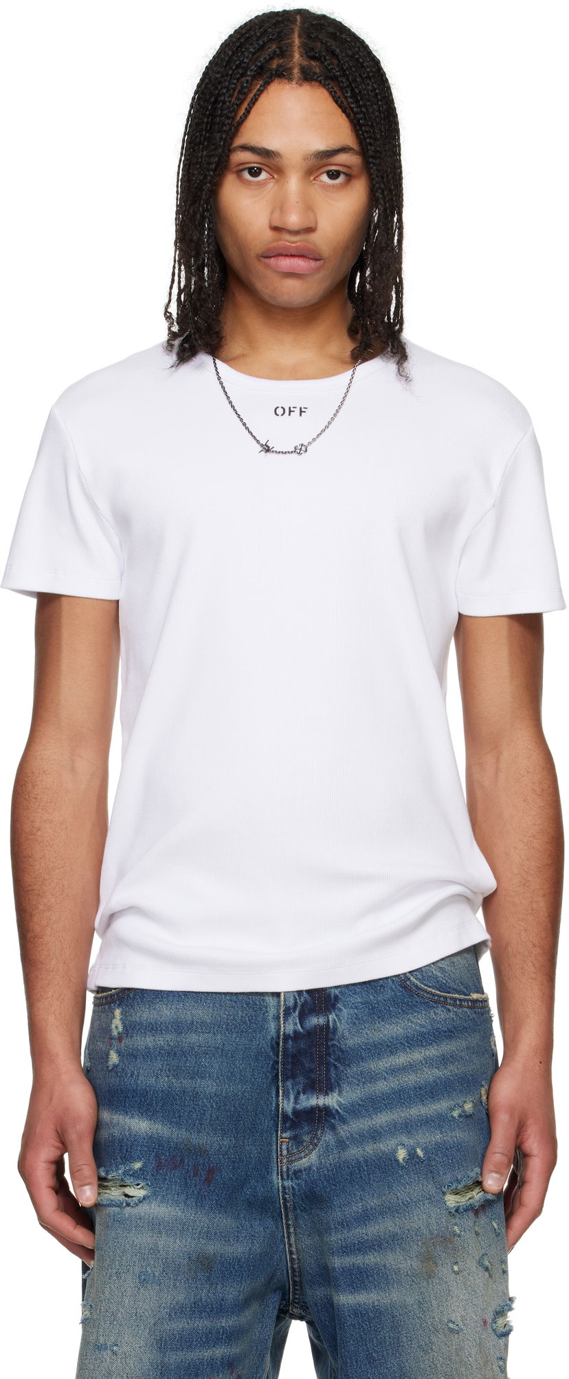 T-shirt Off-White Off-White Stamp Rib T-Shirt Vit | OMUY007C99JER0010110
