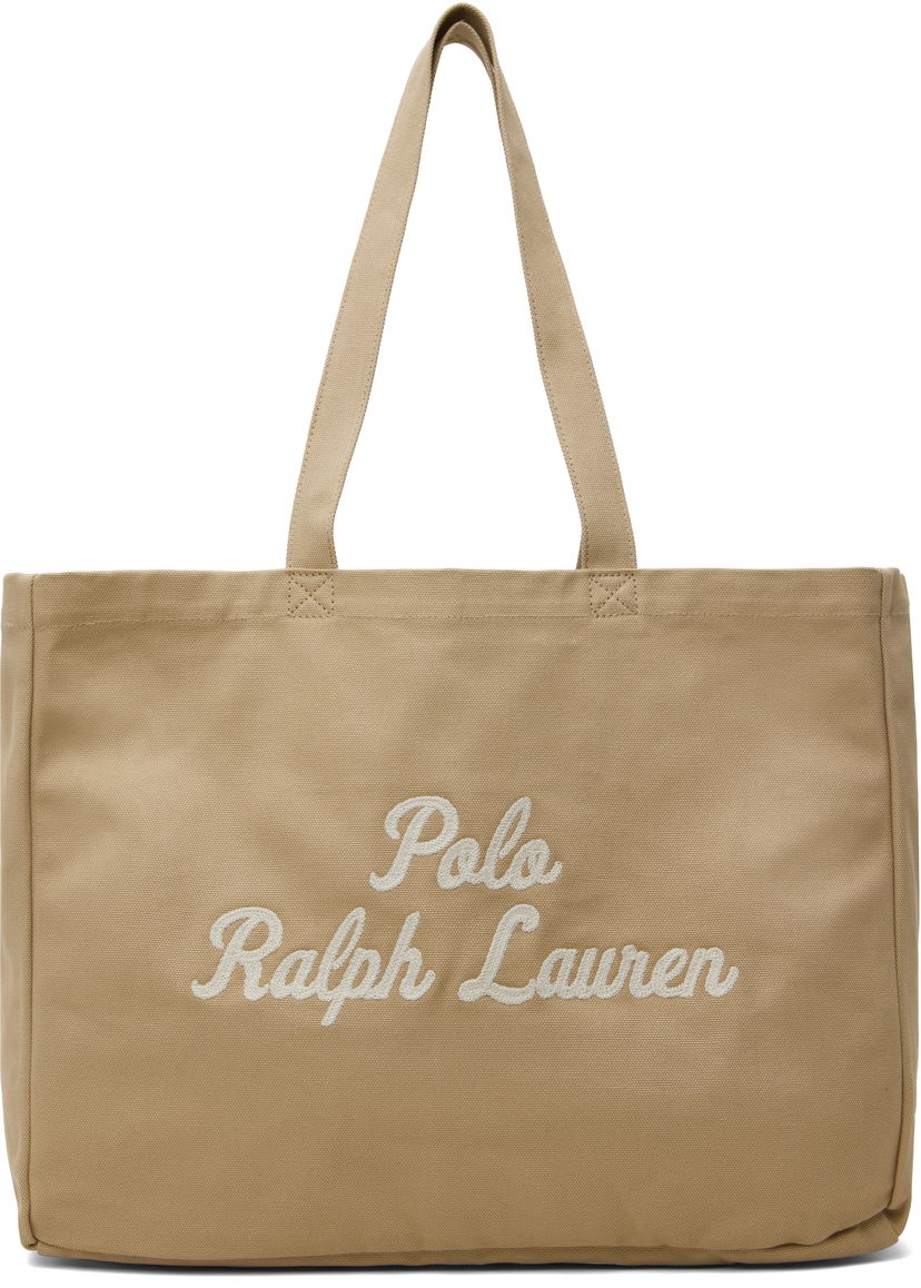 Tygpåse Polo by Ralph Lauren Ralph Lauren Embroidered Canvas Tote Bag Beige | 405962436002