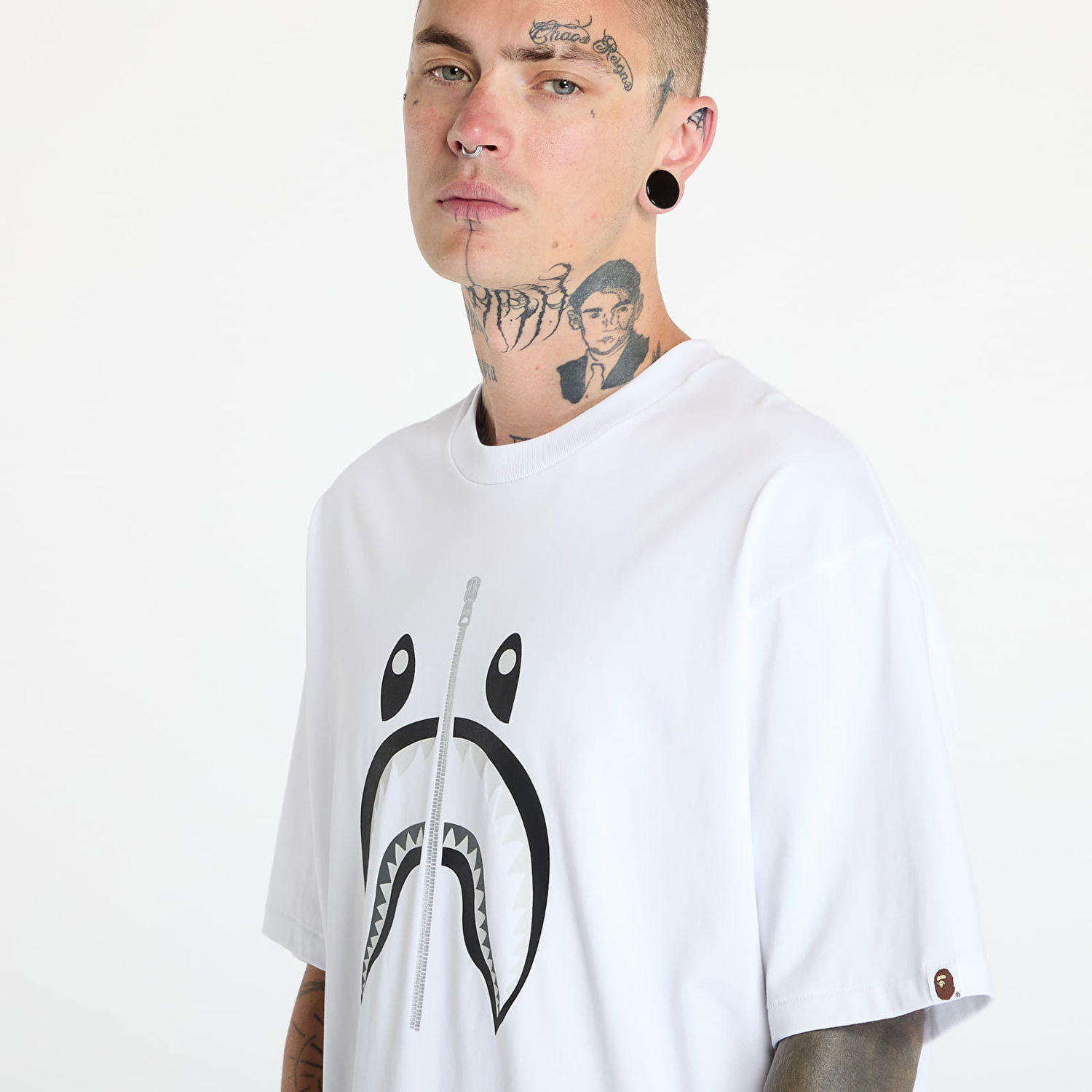 T-shirt BAPE A BATHING APE Shark Tee White Vit | 001TEK701311M WHT, 1