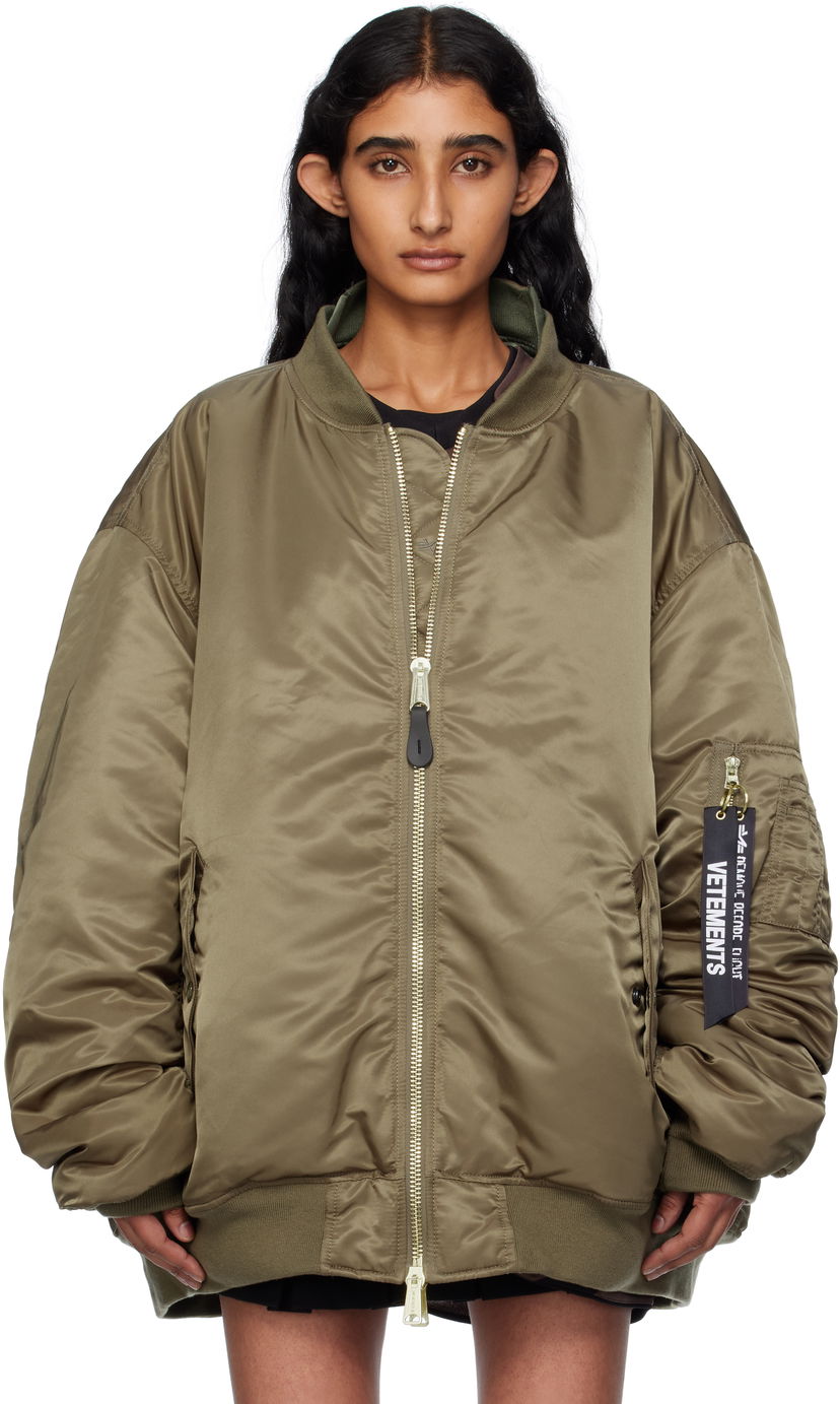 Bomberjacka VETEMENTS Vetements Alpha Industries Edition Cut-Up Reversible Jacket Grön | UH76BO450GO