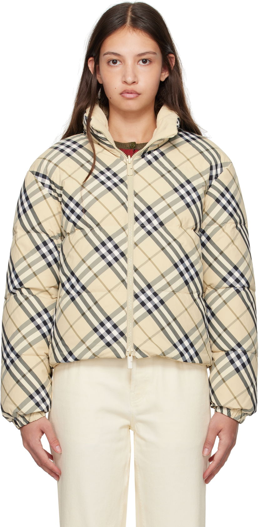 Pufferjacka Burberry Burberry Check Reversible Down Jacket Beige | 8098488