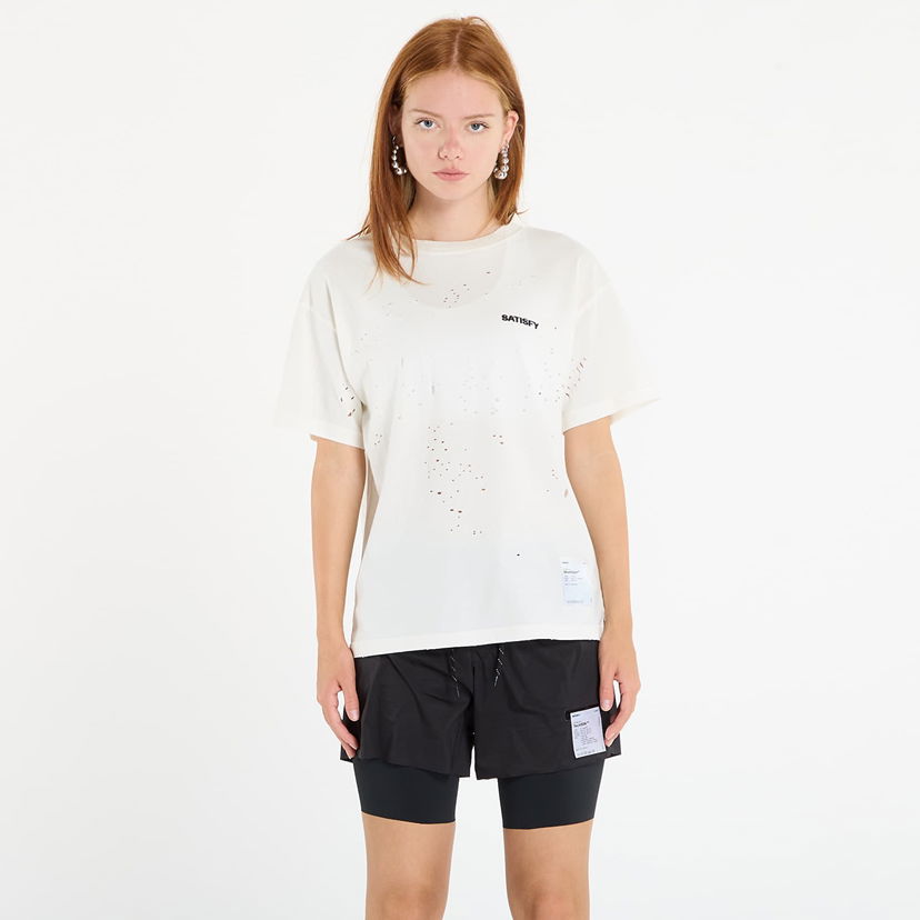 T-shirt Satisfy Satisfy MothTech Distressed T-Shirt Vit | 11006-OW-SAB