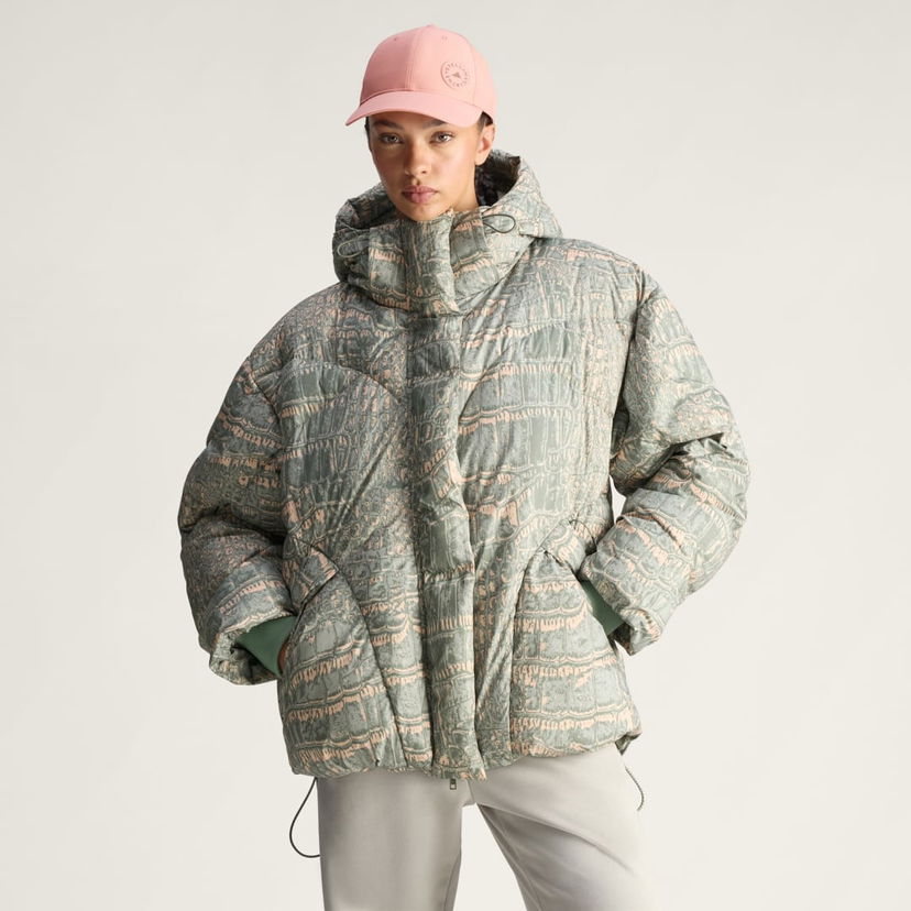 Pufferjacka adidas Performance adidas by Stella McCartney Mid-Length Printed Puffer Jacket Grön | JX6787