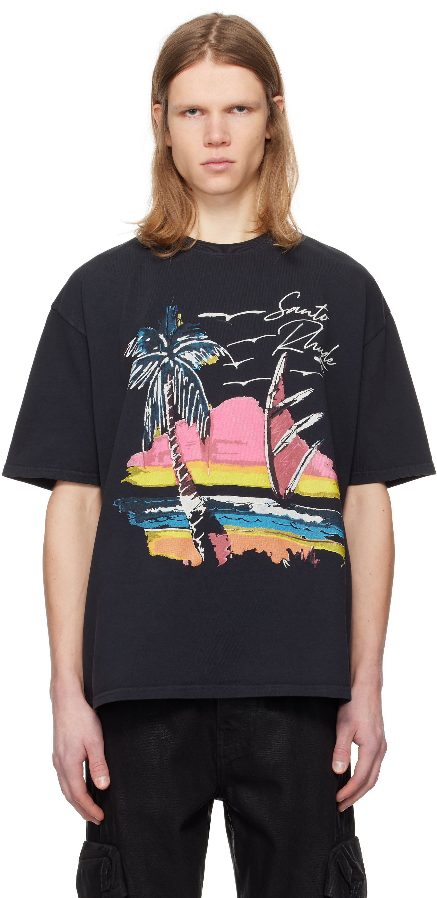 T-shirt Rhude Rhude Saint-Rhude Graphic T-Shirt Svart | RHPS25TT04012, 0