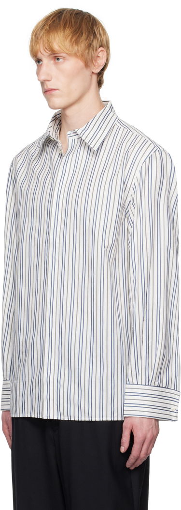 Skjorta Marine Serre Serre Regenerated Striped Poplin Button Up Shirt Vit | MSI037A DWOV0060, 3