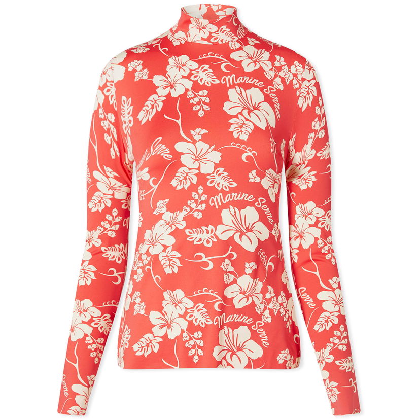 T-shirt Marine Serre Floral Recycled Jersey Second Skin Top Röd | WTS005-RD10