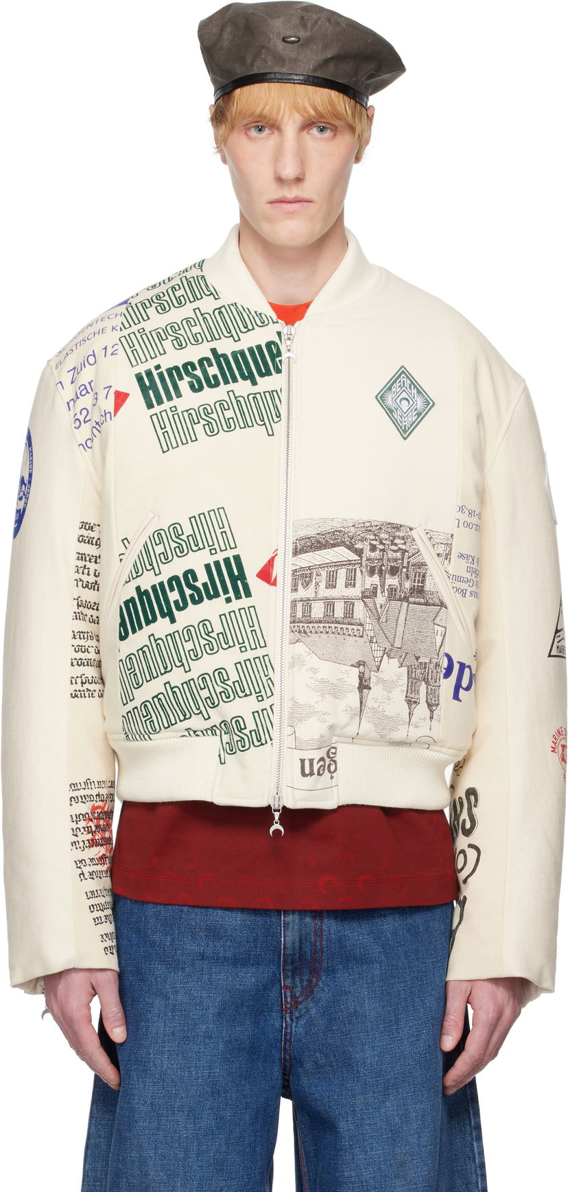 Bomberjacka Marine Serre Serre Regenerated Print Bomber Jacket Vit | UJA062A UWOV0009