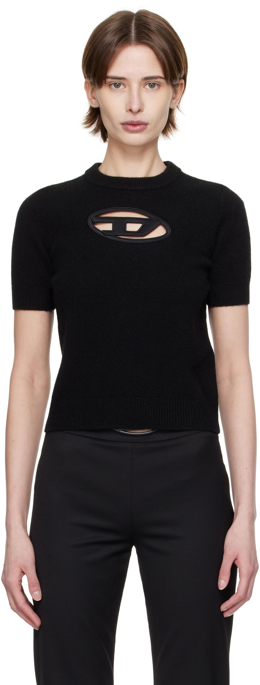 Sweater Diesel M-Argarin-Ss Short Sleeve Sweater Svart | A17504 0KCAE