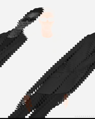 Jacka Off-White Embroidered Wool Strap Blazer Black Svart | OMEN063F23FAB001 1010, 1