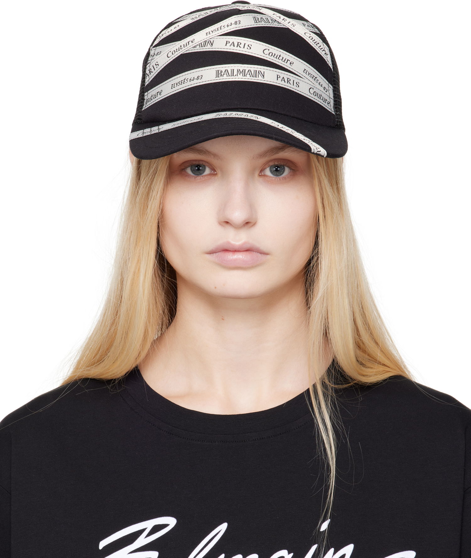 Keps Balmain Ribbon Motif Cotton Cap by Balmain Svart | EF1XA381MB10, 0